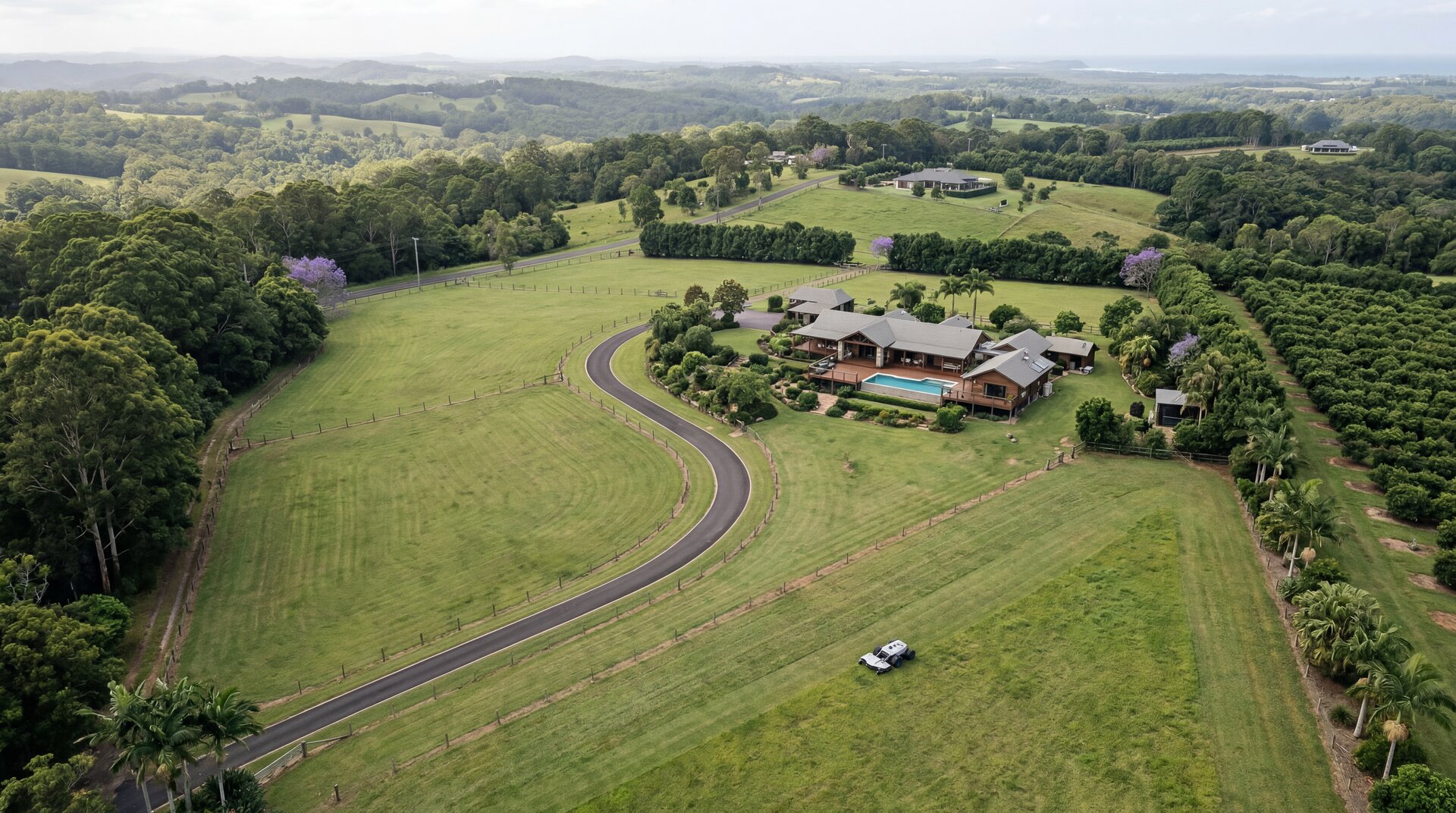 Northern Rivers acreage property where an RTK autonomous mowing system is installed