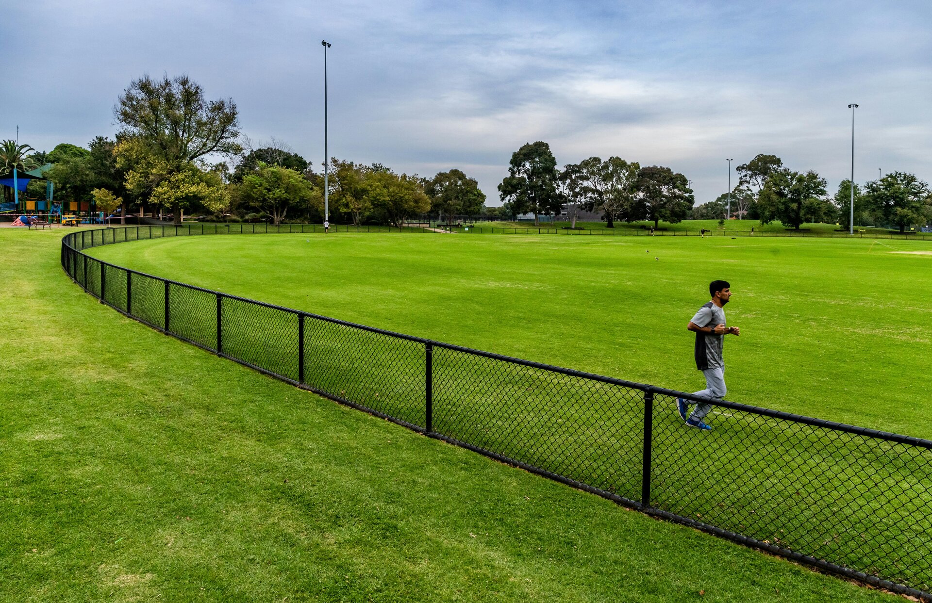 School sports oval with goal posts