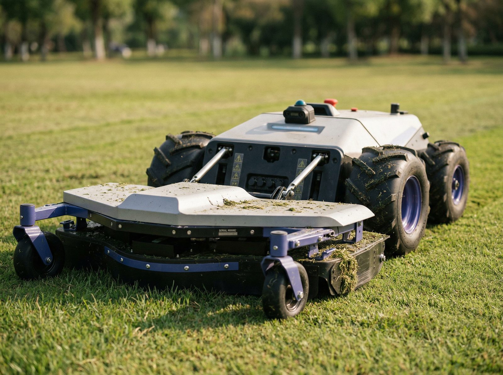 Commercial autonomous mower working a Northern Rivers paddock, the machine whose sensor stack this page covers
